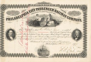 Philadelphia City Passenger Railway Co. - Stock Certificate